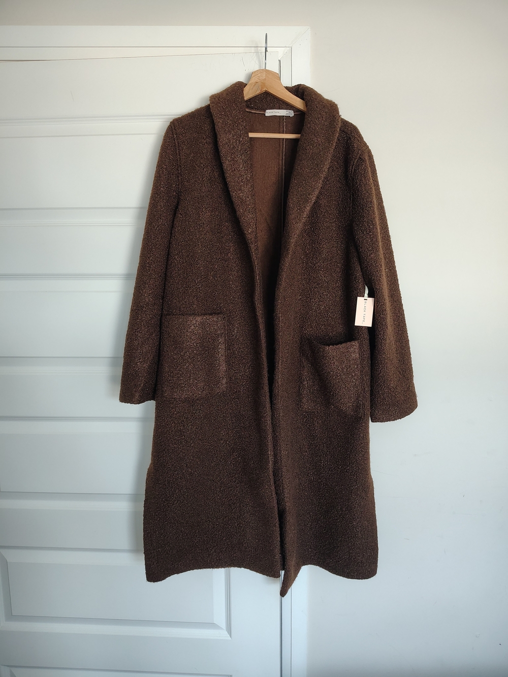 Women's Open-Front Teddy Coat in Chocolate Brown